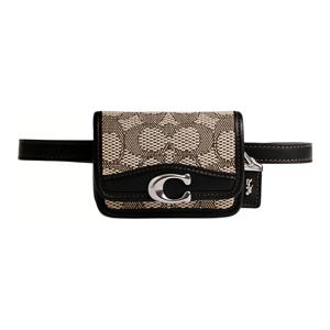 COACH Bandit Jacquard With Glove 태닝 가죽 동전 지갑, 카드 홀더, 패니 팩 미니 여성용 블랙 & 카키 CM500-LHUW7