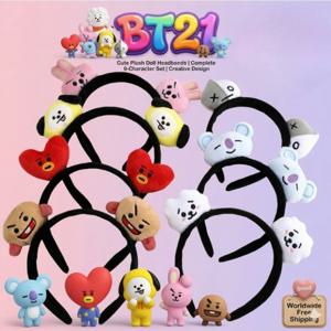BT21 코야 RJ 슈키 망 타타 치미 쿠키 귀여운 만화 캐릭터 인형 머리띠 애니메이션 주변 장식 머리띠