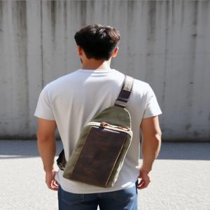 레트로 오토바이 왁스 염색 캔버스 크로스백 남성용 백팩 레저 싱글 숄더백 사선 가방 소프트 지퍼 잠금