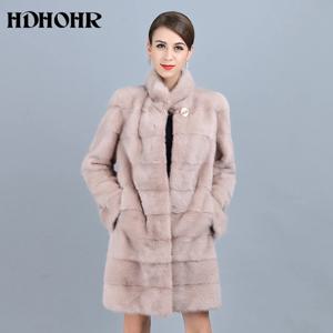 HDHOHR 2026 여성용 새 천연 밍크 퍼 코트 고품질 핑크 정품 퍼 파카 두꺼운 따뜻한 겨울 리얼 밍크 재킷 여성용