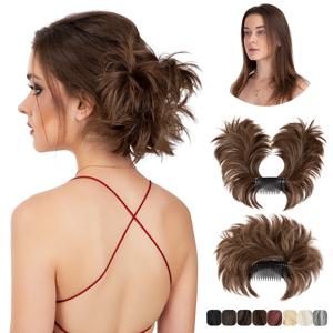합성 머리 롤빵 확장 지저분한 곱슬 머리 Chignon Scrunchies 클립 헤어 피스 도넛 Updo 여성용 헤어 피스
