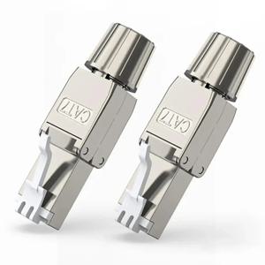 ZOERAX Cat7 Cat6A RJ45 커넥터 2팩, Cat7용 도구가 필요 없는 아연 합금 차폐 이더넷 종단 플러그