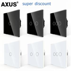 AXUS EU 터치 스위치 AC100-240V Led 백라이트 패널 강화 크리스탈 유리 벽 조명 감각 스위치 1/2/3 Gang Interruttore