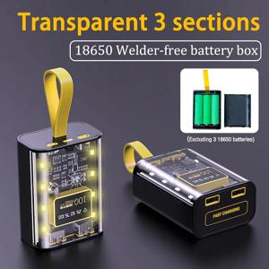 3*18650 전원 은행 케이스 배터리 보관 상자 야간 조명 듀얼 USB 충전 DIY 쉘 iPhone Xiaomi 18650 배터리 보관 상자