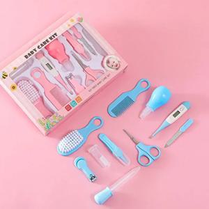헤어 건강 관리 온도계 손질 브러시 클리퍼 Teether 칫솔 키트 아기 필수품 10PCS 아기 손톱 트리머 케어 세트 아이
