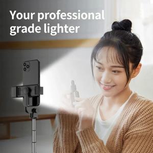 3In1 휴대용 블루투스 셀카 삼각대(필 라이트 및 셔터 리모컨 포함) 아이폰 스마트폰용 접이식 모노포드