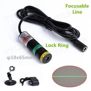 520nm 그린 라인 레이저 모듈 초점 조절 가능 D18x65mm 10-100mw 고정밀 절단 및 위치 지정용 |   무료 EU 어댑터