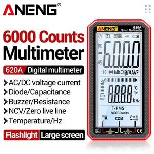 ANENG 620A 디지털 스마트 6000 카운트 멀티미터 AC/DC 전압계 전기 용량계 온도 저항 전류 테스터 도구