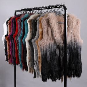 럭셔리 여성 정품 프리미엄 긴 머리 토끼 모피 니트 조끼 너구리 모피 트림 Gilet 레이디 민소매 양복 조끼 리얼 모피 자켓