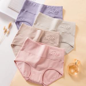 4Pcs 여성 팬티 높은 허리 속옷 플러스 사이즈 여성 란제리 통기성 코튼 팬티 그릴 팬티 섹시한 숙녀 팬티