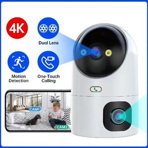 4K PTZ IP 카메라 10X 줌 듀얼 렌즈 자동 추적 WiFi CCTV 카메라 컬러 야간 홈 베이비 모니터 비디오 감시