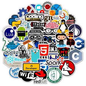 50pcs 프로그래밍 스티커 괴짜 파이썬 자바 인터넷 php Docker Html Bitcoin 비닐 데칼 노트북 전화 스티커 어린이 장난감 선물