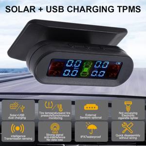 온도 경고 연료 절약 타이어 압력 모니터링 시스템 4 개의 외부 센서가있는 태양열 TPMS 자동차 타이어 압력 모니터