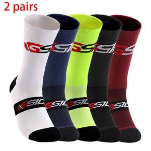 GSIDI2pairs 2023 새로운 사이클링 양말 자전거 간호사 압축 도로 자전거 러닝 Mtb 무릎 높이 흰색 스포츠 웃긴 브랜드 블랙