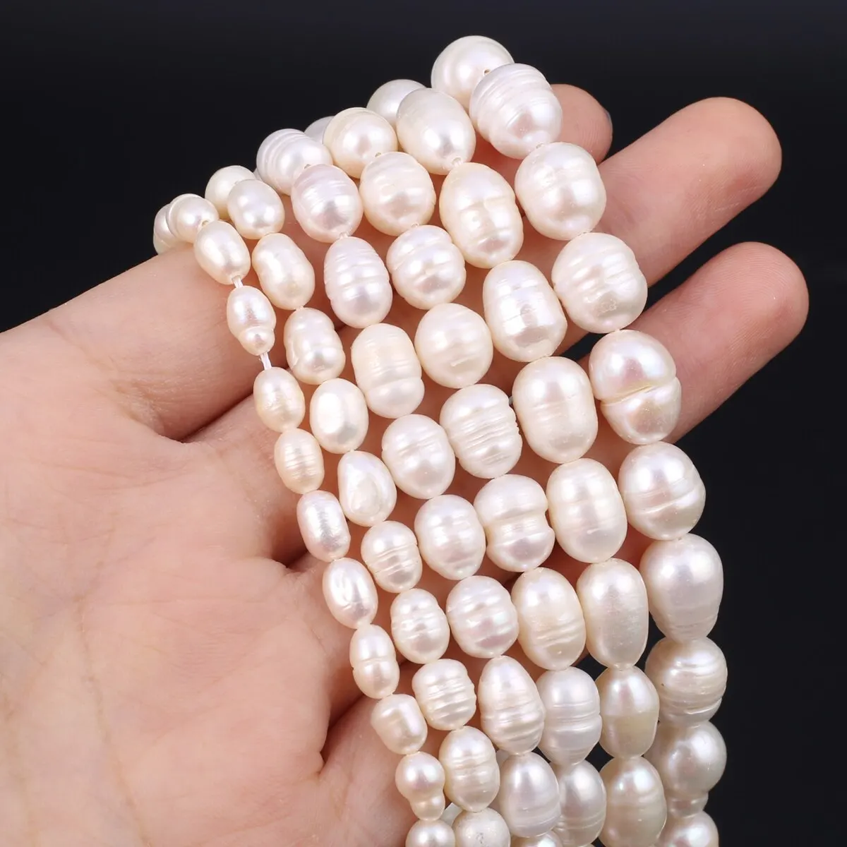 쌀 구슬 품질 천연 담수 진주 5-6mm 느슨한 스페이서 비즈 보석 만들기 용품 DIY 여성 목걸이 팔찌