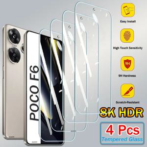 Xiaomi POCO F6 X6 F5 X5 Pro X4 F4 F3 GT X3 NFC M6 Pro M5 M5S C65 C61 화면 보호기 커버 유리 필름 용 4Pcs 강화 유리