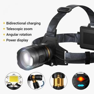 강력한 XHP360 36-LED 줌 헤드램프, 18650 충전식 헤드라이트, 낚시, 캠핑, 하이킹을 위한 조절 가능한 밝은 손전등