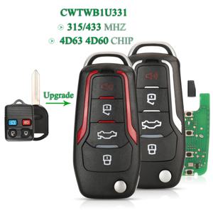 Jingyuqin 수정 된 CWTWB1U331 플립 원격 키 315/433Mhz 포드 익스플로러 포커스 에지 이스케이프 레인저 머스탱 플렉스 머큐리 링컨