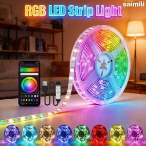 RGB LED 스트립 조명 5V USB TV 백라이트 음악 동기화 색상 변경 LED 조명 앱 제어 게임룸 파티 장식