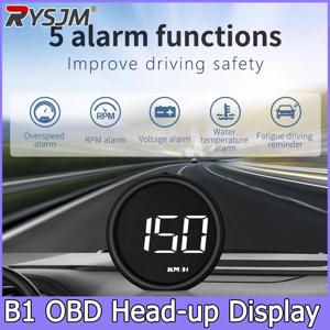 자동차 속도계 B1 Obd2 온보드 컴퓨터 HUD OBD II 디지털 헤드업 디스플레이 알람 기능 포함 KMH 전자 액세서리