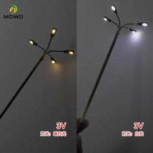 1pcs 3V 모델 빌딩 철강 N 규모 거리 철도 기차 램프 포스트 조명 LED 디오라마 레이아웃
