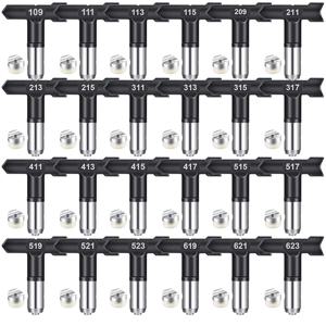 24피스 양면 에어리스 페인트 분무기 팁 세트, 스테인리스 스틸 마감 금속