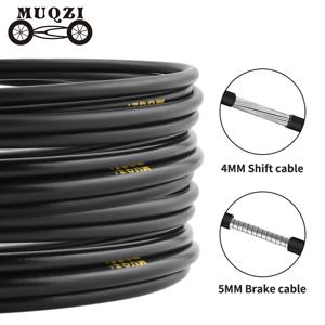 MUQZI 3m 케이블 하우징 브레이크 시프트 라인 4mm 5mm 하우징 Mtb 도로 자전거 변속기 시프터 케이블 브레이크 와이어