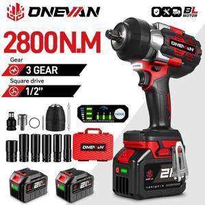 ONEVAN 2800N.M 2800W 브러시리스 전기 임팩트 렌치 1/2인치 무선 렌치 스크루드라이버 파워툴 (마키타 18V 배터리 핀용)