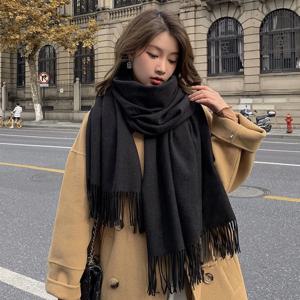 새로운 블랙 스카프 캐시미어 여성 울 숙녀 스카프 따뜻한 체크 무늬 스카프 여성 겨울 스카프 가을 XWJ07
