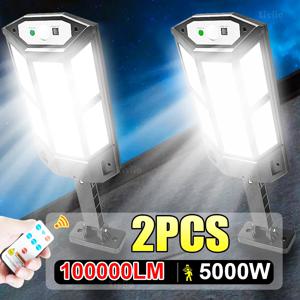 1/2PCS 100000LM 5000W 태양광 LED 조명 야외 태양광 조명 모션 센서 방수 태양광 정원 조명 거리 마당 벽 램프