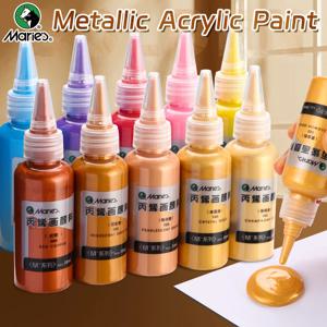 50ml 마리의 금속 아크릴 페인트, 병이 있는 진주빛 풍부한 빛나는 안료, DIY 아트 페인팅, 목재, Gl용 황금색 은색