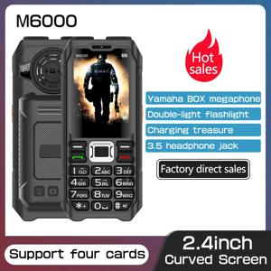 M6000 매우 긴 대기 내구성 휴대 전화 GSM 2G 네트워크 4 SIM 카드 2.4 인치 대형 키보드 노인 전화