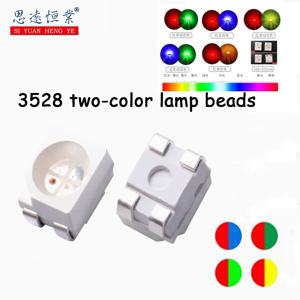 100pcs SMD 패치 3528 2 색 안티 폴 레드 그린 레드 블루 RG/RB 흰색 얼굴 4 핀 하이 라이트 LED 라이트 비즈 3528