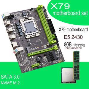 치이다 X79 마더보드 세트 E5 2430 1*8GB=8GB DDR3 메모리 콤보 키트 세트 NVME SATA 3.0 M ATX 서버 E5 V32