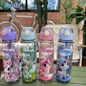 휴대용 링이 있는 700ml 귀엽고 내구성이 뛰어난 만화 공간 컵 BPA 프리 고온 방지 휴대용 야외 물병