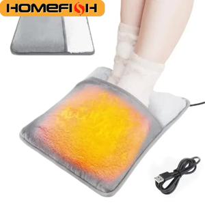 홈피쉬 USB 전기 발열 패드, 세탁 가능 부드러운 플러시 발 온열 매트, 겨울철 가정용 침대 및 책상 아래 사용