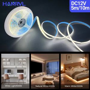 COB LED 스트립 조명 320 LED/m 밝기 조절 가능 16.4ft 고밀도 유연한 테이프 리본 3000-6500K 자연/따뜻한 RA90 DC12V 장식 조명