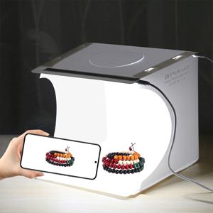 PULUZ 접이식 휴대용 미니 LED 패널 2 개, 1100LM 조명 사진 조명 스튜디오 촬영 텐트 박스 키트, 6 가지 색상 배경, 20cm