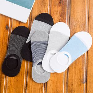 5켤레 패션 대나무 섬유 논슬립 실리콘 인비저블 압박 양말 남성용 발목 양말 통기성 남성용 면 양말 보트 양말