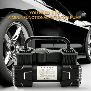 12V 150PSI 미니 공기 압축기 듀얼 실린더 헤비 듀티 타이어 팽창기 LED 라이트 자동차 전기 공기 펌프 자동 풍선 도구