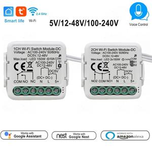 Tuya 스마트 건식 접촉 스위치 모듈 DC5V/12-48V AC110-240V DIY 차단기 릴레이 Alexa Google 홈과 호환 가능