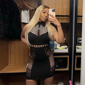 플러스 사이즈 40-90kg 슈퍼 대형 여성 란제리 Fishnet Dress Mesh Badydoll Fishnet Bodysuit See Through Chemise