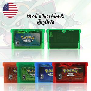 GBA 1M 플래시 RTC 포켓몬 루비/사파이어/에메랄드/파이어레드/리프그린 비디오 게임 카트리지 GBA SP용 고품질 미국 버전