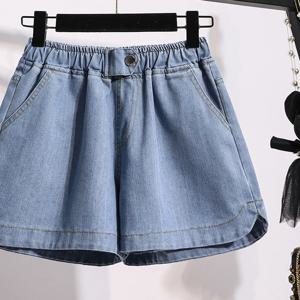 하이웨이스트 와이드 레그 진 여성 여름 얇은 스트레이트 핏 캐주얼 반바지 편안한 플러스 사이즈 데님 스키니 팬츠 (플러스 사이즈 여성용)