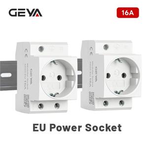 GEYA EU DIN 레일 모듈형 전원 소켓 플러그 16A 220V AC 콘센트 산업용 및 주거용 어댑터 매립형 안전 콘센트 1개