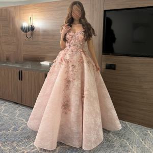 맞춤형 아플리케 드레이프 Tulle 이브닝 드레스 오프 숄더 민소매 럭셔리 파티 드레스 백리스 a 라인 바닥 길이 가운