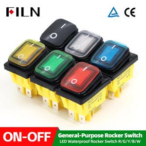 FILN 30A 12V 24V 110V 220V LED 로커 스위치 방수 IP65 ON OFF 헤비 듀티 4핀 DPST 밀폐형 자동차 보트 해양 토글 30x22
