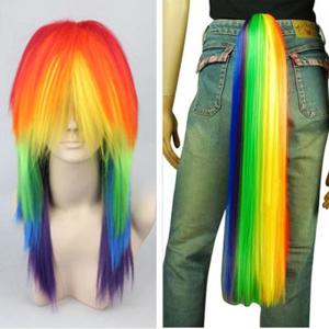 Anime My Little Rainbow Dash 멀티 컬러 조랑말 합성 머리 코스프레 의상 가발 내열성 섬유 가발