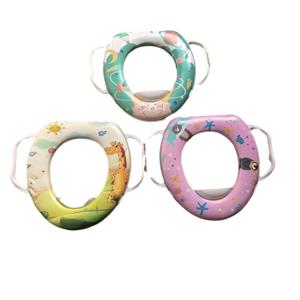 팩 어린이용 변기 시트, 다양한 만화 패턴, 부드러운 PVC 소재, 손잡이 포함, 유아용 변기 훈련용
