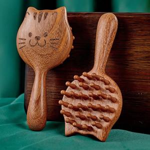 샌들우드 두피 마사지 빗 28개 굵은 빗살 헤어 바디 마사지 괄사 스크래핑 빗 나무 와이드 톱니 마사지 빗